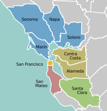 Map showing Vacaville in the Bay Area